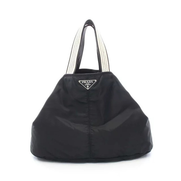 Prada Handbags - Prada Triangle Tote Tessuto Saffiano Bag Leather Black